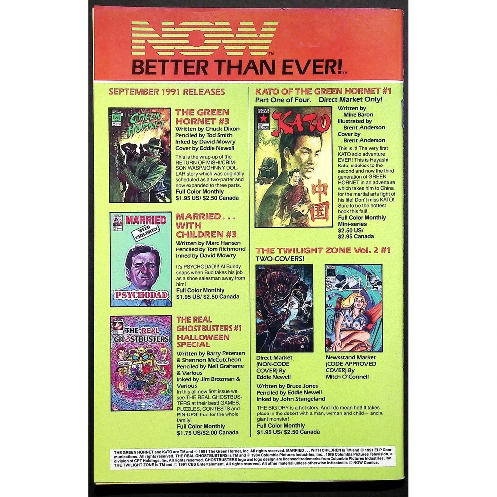 NOW Comics The Green Hornet‎ # 1 2 3 Comic Books Lot Set Newsstand 1991